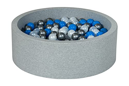 Velinda Bällebad Ballpool Kugelbad Bällchenbad Bällchenpool Kinder Pool mit 300 Bällen (Farbe der Bälle: perlweiß, blau, silberfarben) von Velinda