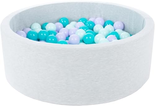 Velinda Bällebad Ballpool Kugelbad Bällchenbad Bällchenpool Kinder Pool mit 300 Bällen (Farbe der Bälle: violett, türkis, Mint) von Velinda