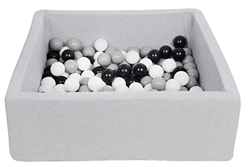 Velinda Bällebad Ballpool Kugelbad Bällchenbad Kinder-Pool mit 150 Bällen/90x90cm (Farbe der Bälle: schwarz,weiß,grau) von Velinda