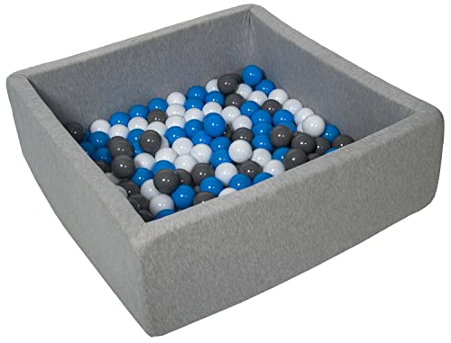 Velinda Bällebad Ballpool Kugelbad Bällchenbad Kinder-Pool mit 150 Bällen/90x90cm (Farbe der Bälle: weiß, blau, grau) von Velinda