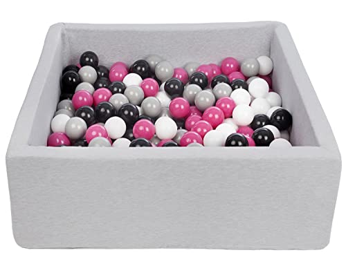 Velinda Bällebad Ballpool Kugelbad Bällchenbad Kinder-Pool mit 200 Bällen/90x90cm (Farbe der Bälle: schwarz,weiß, pink,grau) von Velinda
