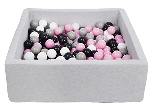 Velinda Bällebad Ballpool Kugelbad Bällchenbad Kinder-Pool mit 200 Bällen/90x90cm (Farbe der Bälle: schwarz,weiß, rosa,grau) von Velinda