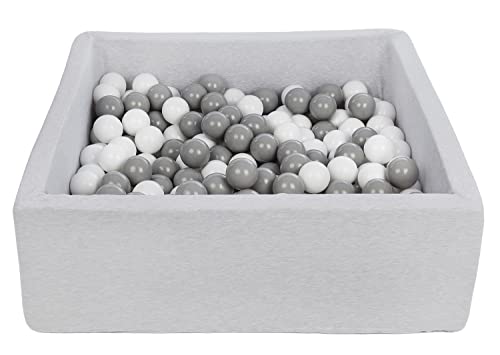 Velinda Bällebad Ballpool Kugelbad Bällchenbad Kinder-Pool mit 200 Bällen/90x90cm (Farbe der Bälle: weiß,grau) von Velinda