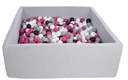 Velinda Bällebad Ballpool Kugelbad Bällchenbad Kinder-Pool mit 600 Bällen/120x120cm (Farbe der Bälle: schwarz,weiß, pink,grau) von Velinda