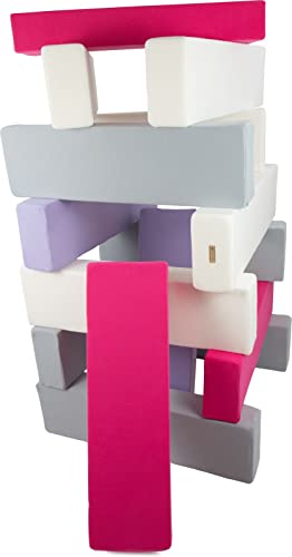 Velinda Baustein-Set 15 Schaumstoffbausteine XXL-Softplay-Softsteine Krippensoftbaustein (Farbe: weiß,pink,grau,erikafarben) von Velinda