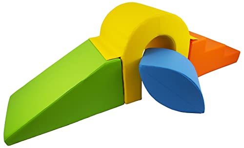 Velinda Brücke-Set 4 Großbausteine Schaumstoffbausteine XXL-Softplay-Spielbausteine (Farbe: gelb, grün, blau, orange) von Velinda