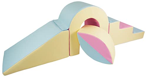 Velinda Brücke-Set 4 Großbausteine Schaumstoffbausteine XXL-Softplay-Spielbausteine (Farbe: pink, blau, gelb (Pastell)) von Velinda