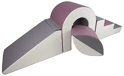 Velinda Brücke-Set 4 Großbausteine Schaumstoffbausteine XXL-Softplay-Spielbausteine (Farbe: weiß, grau, violett) von Velinda