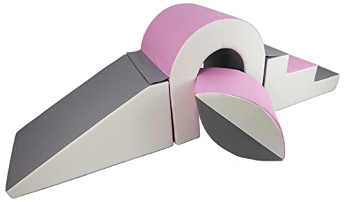 Velinda Brücke-Set 4 Großbausteine Schaumstoffbausteine XXL-Softplay-Spielbausteine (Farbe: weiß, rosa, grau) von Velinda