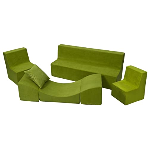 Velinda Kindersitzgruppe: 2xKinderstuhl+Sitzbank+Liegestuhl Kinderzimmermöbel Spiel-Set (Farbe: grün) von Velinda