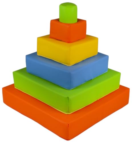 Velinda Pyramide-Set Großbausteine Softbausteine Schaumstoffbausteine Bausteine Softplay (Farbe: blau, pink, grau, türkis) von Velinda