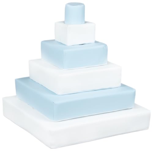 Velinda Pyramide-Set Großbausteine Softbausteine Schaumstoffbausteine Bausteine Softplay (Farbe: weiß, blau (Pastell)) von Velinda