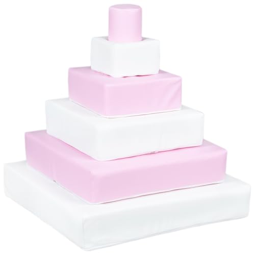 Velinda Pyramide-Set Großbausteine Softbausteine Schaumstoffbausteine Bausteine Softplay (Farbe: weiß, pink (Pastell)) von Velinda