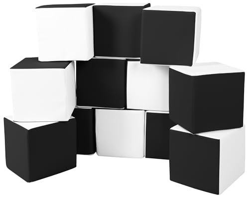 Velinda Würfel-Set 12 Schaumstoffbausteine XXL-Softplay-Bausteine Krippensoftbaustein (Farbe: schwarz - weiß) von Velinda