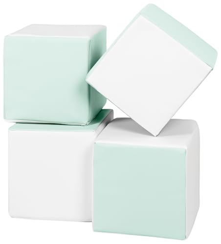 Velinda Würfel-Set 4 Schaumstoffbausteine XXL-Softplay-Bausteine Krippensoftbaustein (Farbe: weiß, Mint) von Velinda