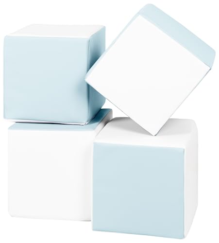 Velinda Würfel-Set 4 Schaumstoffbausteine XXL-Softplay-Bausteine Krippensoftbaustein (Farbe: weiß, blau (Pastell)) von Velinda