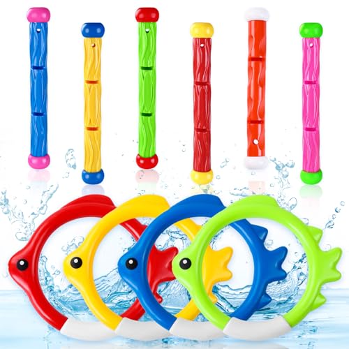 Vellibring - 10 Stück Schwimmspielzeug für Pool-Tauchen, bunte Unterwasser-Tauchringe für Kinder, Sommer, Pool, Party, Gastgeschenke Vellibring - 10 Stück Schwimmspielzeug für Pool-Tauchen, bunte Unterwasser-Tauchringe für Kinder, Sommer, Pool, Party, Gastgeschenke von Vellibring