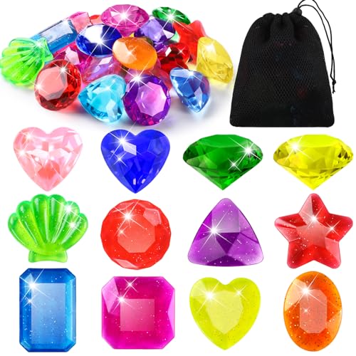 Vellibring - 18 Stück Schwimmspielzeug mit Tauchsteinen, Acrylsteinen und großen Farben, Piratenschätze, Unterwasserschwimmspielzeug, Schwimmspielzeug für Kinder, Sommerpool Vellibring - 18 Stück Schwimmspielzeug mit Tauchsteinen, Acrylsteinen und großen Farben, Piratenschätze, Unterwasserschwimmspielzeug, Schwimmspielzeug für Kinder, Sommerpool von Vellibring