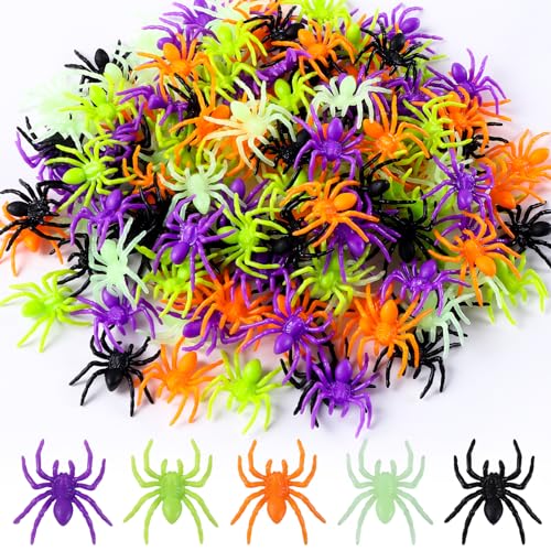 Vellibring Realistische Halloween-Spinnen, Dekoration, kleine bunte Kunststoff-Spinnen, Spielzeug, leuchtet im Dunkeln, Streich Requisiten für Halloween-Party, Heimdekoration, 5 Farben, 150 Stück Vellibring Realistische Halloween-Spinnen, Dekoration, kleine bunte Kunststoff-Spinnen, Spielzeug, leuchtet im Dunkeln, Streich Requisiten für Halloween-Party, Heimdekoration, 5 Farben, 150 Stück von Vellibring