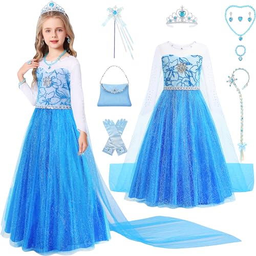 Prinzessin Elsa Kostüm Mädchen, Elsa Kleid Eiskönigin Faschingskostüme Kinder Elsa Kostüm Kinder Elsa Kleid Mädchen mit Zopf Zauberstab Krone Handschuhe Halskette Handtasche Ohrringe VL045XXL Prinzessin Elsa Kostüm Mädchen, Elsa Kleid Eiskönigin Faschingskostüme Kinder Elsa Kostüm Kinder Elsa Kleid Mädchen mit Zopf Zauberstab Krone Handschuhe Halskette Handtasche Ohrringe VL045XXL von Velmawig
