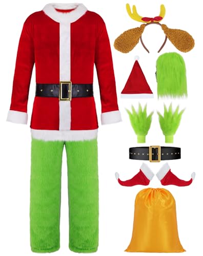 Velmawig Weihnachtsmann Kostüm Maske mit Weihnachtsmütze Weihnachtssack Outfit Grünes Monster Cosplay Pelzig Kostüm Requisiten für Herren Christmas Kostüm VL041L Velmawig Weihnachtsmann Kostüm Maske mit Weihnachtsmütze Weihnachtssack Outfit Grünes Monster Cosplay Pelzig Kostüm Requisiten für Herren Christmas Kostüm VL041L von Velmawig