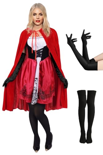 Velmawig Rotkäppchen Kostüm Damen Rotkäppchen Umhang mit Kapuze Erwachsene Halloween Karneval Kostüm Frauen Fasching Cosplay Outfit Partykleid VL042M Velmawig Rotkäppchen Kostüm Damen Rotkäppchen Umhang mit Kapuze Erwachsene Halloween Karneval Kostüm Frauen Fasching Cosplay Outfit Partykleid VL042M von Velmawig