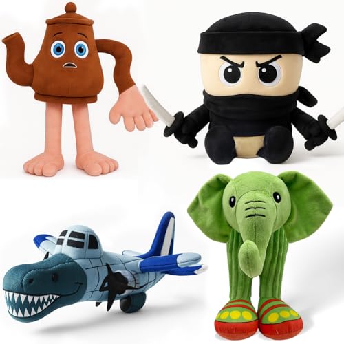 VeloStreamus Tralalero Tralala PlüSchfigur,Lustiges Italian Brainrot PlüSchtier,Weicher Hai Mit Sneakers,Perfekt FüR Kinder & Erwachsene,SammlerstüCk,Kuscheltier FüR Fans. (4PCS-A) von VeloStreamus