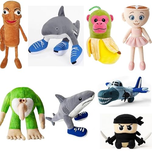 VeloStreamus Tralalero Tralala PlüSchfigur,Lustiges Italian Brainrot PlüSchtier,Weicher Hai Mit Sneakers,Perfekt FüR Kinder & Erwachsene,SammlerstüCk,Kuscheltier FüR Fans. (8PCS) von VeloStreamus