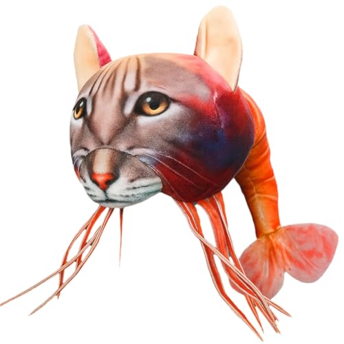 VeloStreamus Tralalero Tralala PlüSchfigur,Lustiges Italian Brainrot PlüSchtier,Weicher Hai Mit Sneakers,Perfekt FüR Kinder & Erwachsene,SammlerstüCk,Kuscheltier FüR Fans. (Cat Shrimp) von VeloStreamus