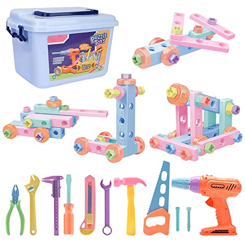 Veluoess 79 Stück Kinder Werkzeug Spielzeug, Bauwerkzeug Spielzeug mit Aufbewahrungsbox Werkzeugkoffer Kinder Spielzeug Rollenspiel Spielzeug für Kinder 3+ von Veluoess