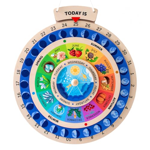 Ulanik Vemkel Ewiger Kalender aus Holz für Kinderjahreszeiten, Spiele für 3-Jährige, Holzspiel für 3 Jahre, Lernspiele für 3 Jahre, Vorschulspiele von Vemkel