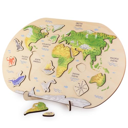 Vemkel Kontinente Weltkarte Holzpuzzle für Kinder ab 3 + 4 5 6 7 Jahren, 3D-Holzweltkarte, Lernen und Bildung, Vorschulspielzeug, Geographie für Kinder Vemkel Kontinente Weltkarte Holzpuzzle für Kinder ab 3 + 4 5 6 7 Jahren, 3D-Holzweltkarte, Lernen und Bildung, Vorschulspielzeug, Geographie für Kinder von Vemkel