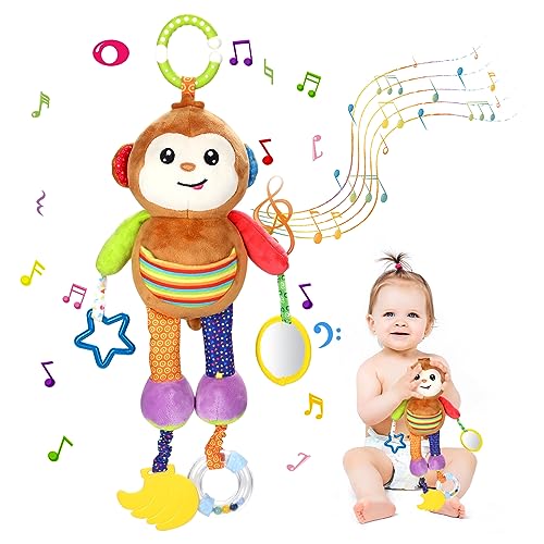 Venditer Baby Spielzeug, Kleinkindspielzeug Plüschrassel, Baby Krippe Kinderwagen Hängen Spielzeug für Babys Kleinkinder (AFFE) von Venditer