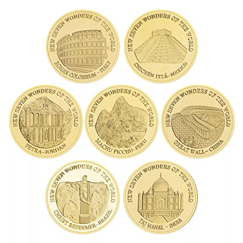 Souvenir -münz 7pcs Sieben Wunder Der Welt Erinnerte Münze Versilberte Gedenkmünze Für Die Sammlung von Vepoty