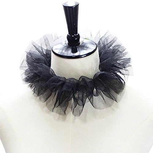 Vepoty Frauen Tüll Flauschigen Rüschen Gefälschte Kragen Layered Mesh Kleine Halskrause Spitze-up Dekorative Clown Choker Wrap Cosplay Kostüm Requisiten von Vepoty