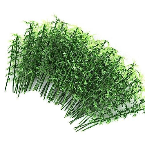 Vepoty Künstliches Bambusmodell, 100 Stück, 6 cm, Miniatur-Landschaft, Bambusbäume, grüne Kunststoff-Bambusbäume, Landschaftsmodell von Vepoty