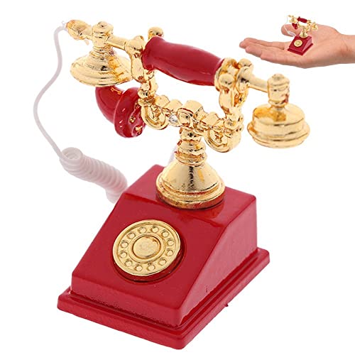 Vepoty Mini Vintage Telefon Miniatur Telefonmodell Simuliertes Telefon Spielzeug Haus Zubehör Home Desk Dekoration von Vepoty