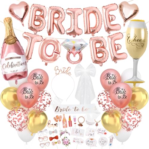 Bride to be Deko,Bride Party Dekoration Luftballon Folienballon，JGA Foto-Requisiten,Junggesellenabschied Frauen Deko,Bride to be Schärpe、Girlande von VerLuky