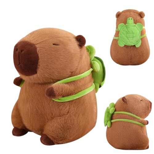 Capybara Kuscheltier, 23 cm Capibara Plüschtier, Wasserschwein Kuscheltier, Niedliche Capybara Kuscheltier Plush mit Schildkrötenrucksack, Spielzeug Stofftier Capybara, Geschenk für Erwachsene Kinder von VerLuky