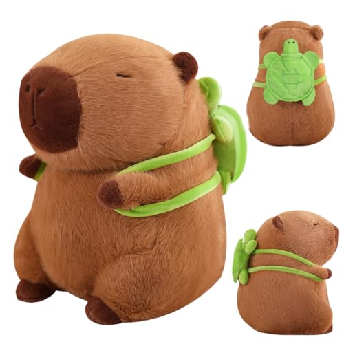 Capybara Kuscheltier, 33 cm Capibara Plüschtier, Wasserschwein Kuscheltier, Niedliche Capybara Kuscheltier Plush mit Schildkrötenrucksack, Spielzeug Stofftier Capybara, Geschenk für Erwachsene Kinder von VerLuky