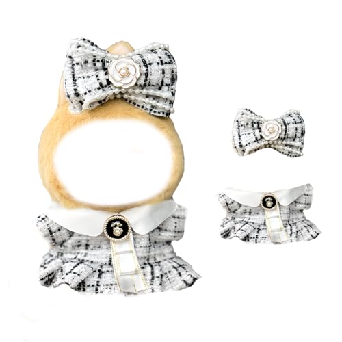 Puppenkleidung für 17 cm große Plüschpuppen-Outfits mit luxuriösen Kleidern und Haarspange, stilvolles Kleidungsset Zubehör für Halloween, Weihnachten, Geburtstage, Geschenke (Rosa Weiß Schwarz von VerViento