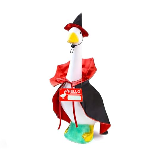 VerViento Goose Outfit Halloween Veranda Gans Tücher für 58,4 cm/43,2 cm Rasengänse Statue, Gans mit Kostüm, Umhang, Hut, Namensschild, Outdoor-Dekoration für Rasen, Hof und Terrasse (CC0818A) von VerViento