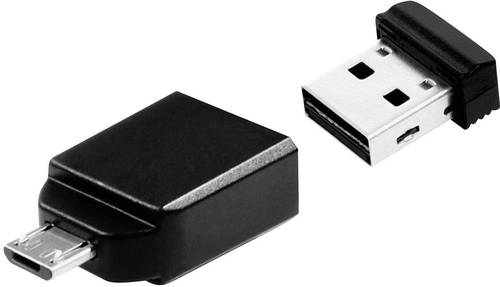 Verbatim Nano Store N GO USB-Zusatzspeicher Smartphone/Tablet Schwarz 16GB USB 2.0, Micro USB 2.0 von Verbatim