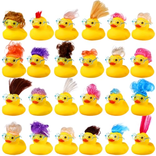 VercanMonth 24 Stück Gummi-Kreuzfahrten-Enten Badespielzeug mit Perücke und blauer Blumen-Sonnenbrille, kleine Enten, lustiges Gummi-Spielzeug, Großpackung für Bad, Dusche, Geburtstagsgeschenke VercanMonth 24 Stück Gummi-Kreuzfahrten-Enten Badespielzeug mit Perücke und blauer Blumen-Sonnenbrille, kleine Enten, lustiges Gummi-Spielzeug, Großpackung für Bad, Dusche, Geburtstagsgeschenke von VercanMonth