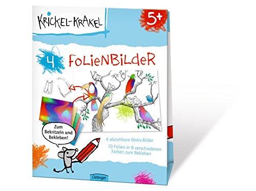 Krickel-Krakel Folienbilder: Zum Betritzeln und Bekleben! 4 abziehbare Motiv-Bilder, 10 Folien in 8 Bekleben von Oetinger Friedrich GmbH