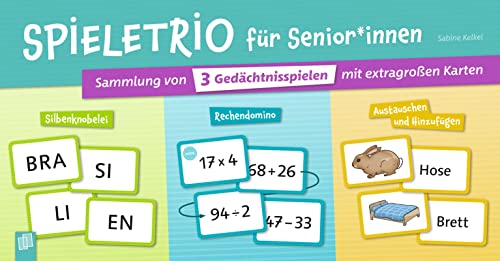 Spieletrio für Senioren und Seniorinnen: Sammlung von DREI Gedächtnisspielen mit extragroßen Karten von Verlag An Der Ruhr