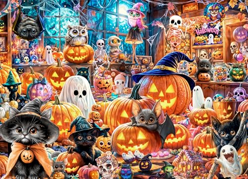 Halloween-Puzzle, 1000 Teile von Vermont Christmas Company – Halloween-Puzzles mit zufällig geformten Teilen – 66 x 49 cm Halloween-Puzzle, 1000 Teile von Vermont Christmas Company – Halloween-Puzzles mit zufällig geformten Teilen – 66 x 49 cm von Vermont Christmas Company