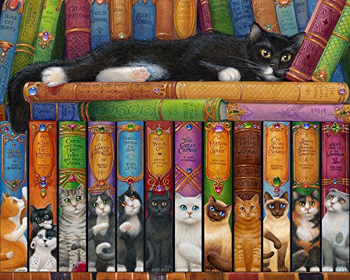 Katze Auf Einem Bücherregal Jigsaw Puzzle 1000 Teile von Vermont Christmas Company