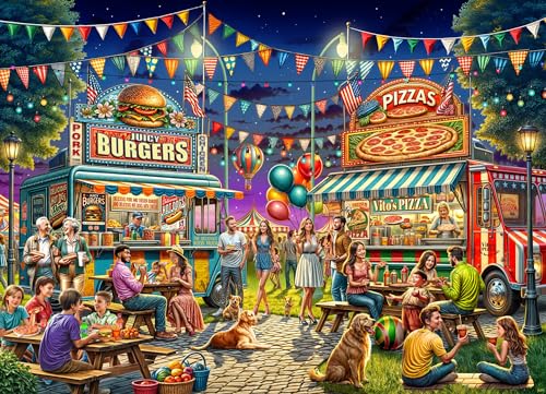 Vermont Christmas Company Food Trucks Puzzle, 1000 Teile, vollständig ineinandergreifende und zufällig geformte Teile, 66 x 49 cm Vermont Christmas Company Food Trucks Puzzle, 1000 Teile, vollständig ineinandergreifende und zufällig geformte Teile, 66 x 49 cm von Vermont Christmas Company