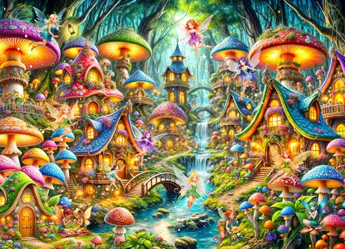 Vermont Christmas Company Pilz-Feen-Puzzle, 1000 Teile, Feen-Puzzles für Erwachsene und Familien, vollständig ineinandergreifende und zufällig geformte Teile, 66 x 48 cm Vermont Christmas Company Pilz-Feen-Puzzle, 1000 Teile, Feen-Puzzles für Erwachsene und Familien, vollständig ineinandergreifende und zufällig geformte Teile, 66 x 48 cm von Vermont Christmas Company